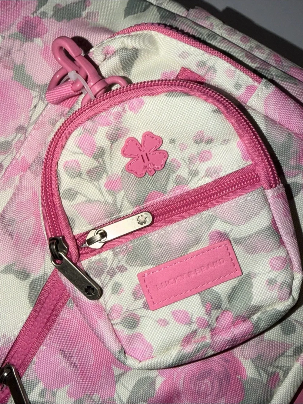 Lucky Brand Pink Floral Botanical Design Backpack + Mini-New